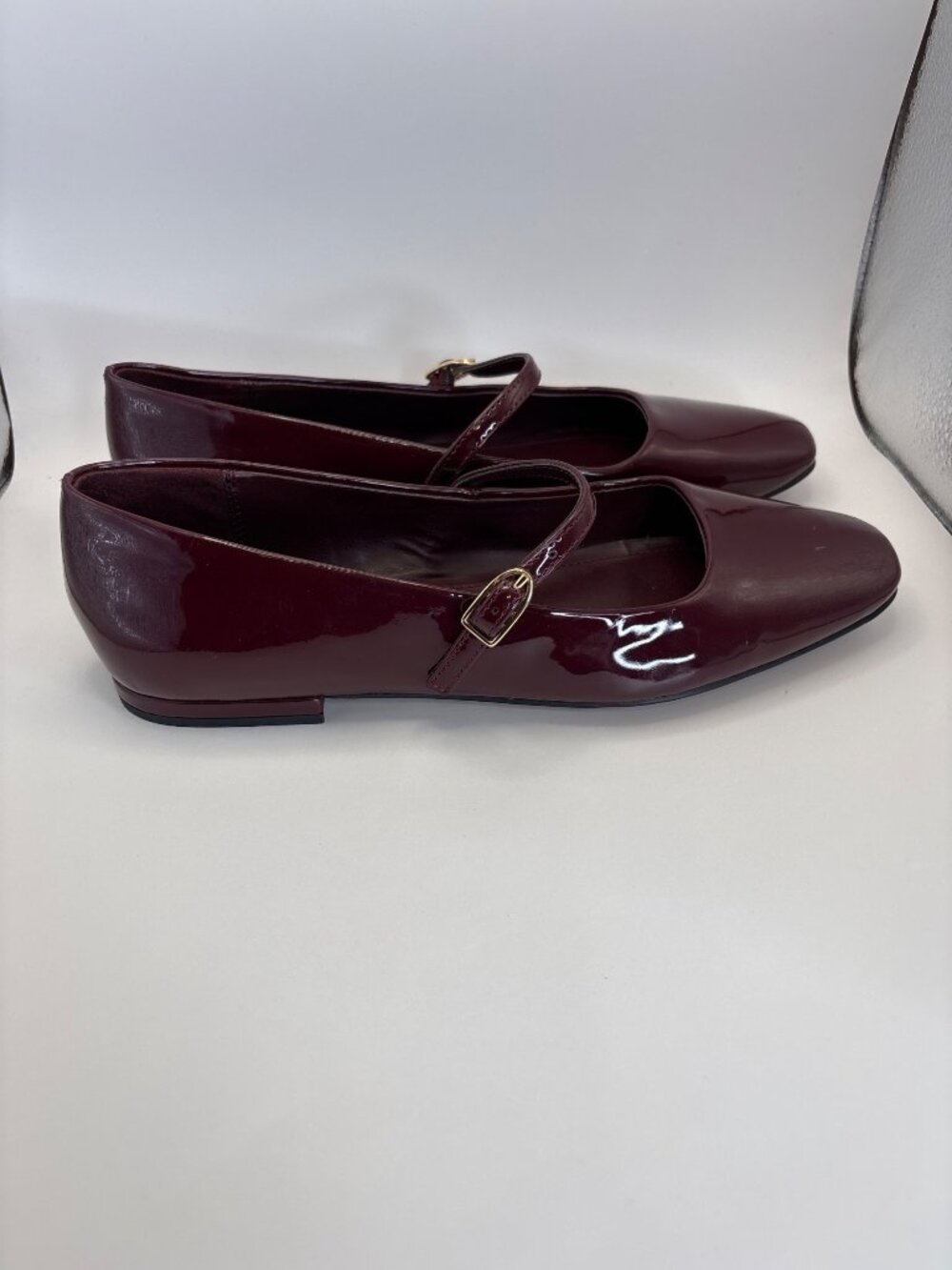 Franco Sarto Valie Mary Jane Flat Square Toe Shoe Patent Burgundy Size 8 - Picture 3 of 7